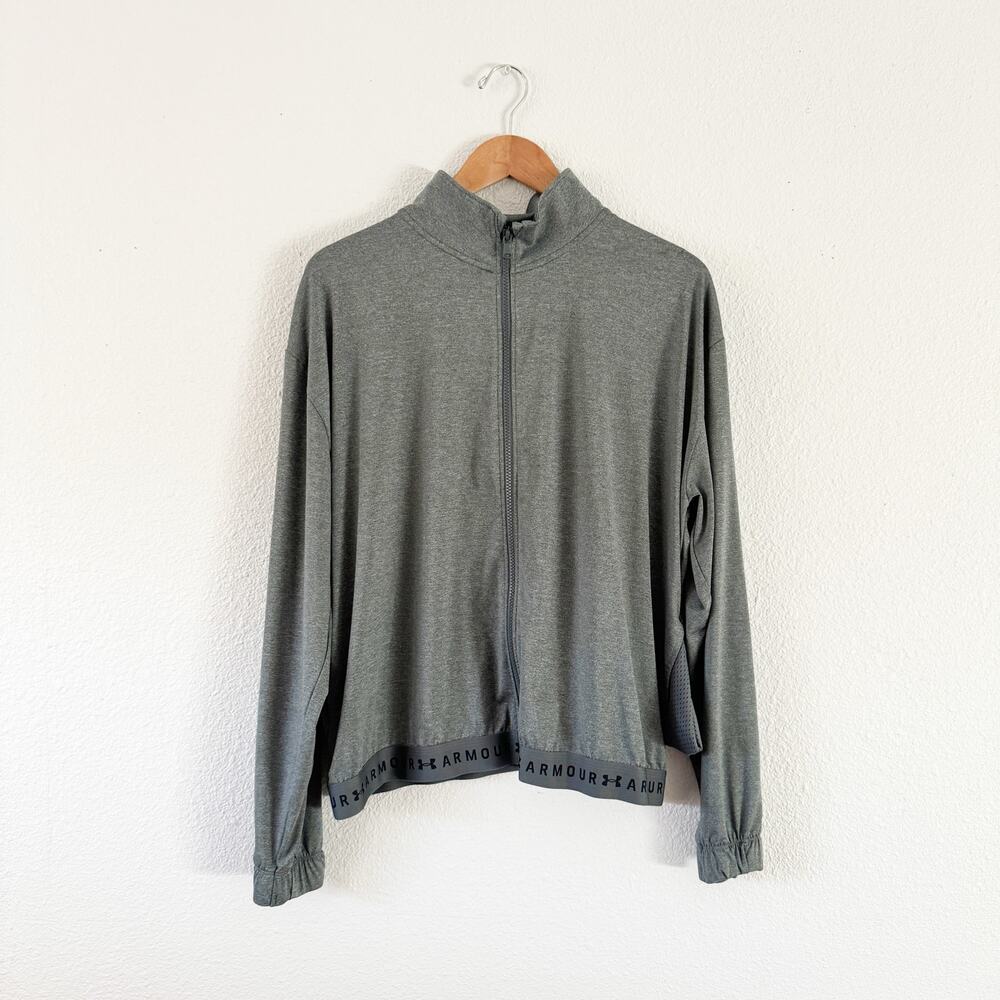 Under Armour Gray Loose Jacket womens XL zip up heathered long sleeve